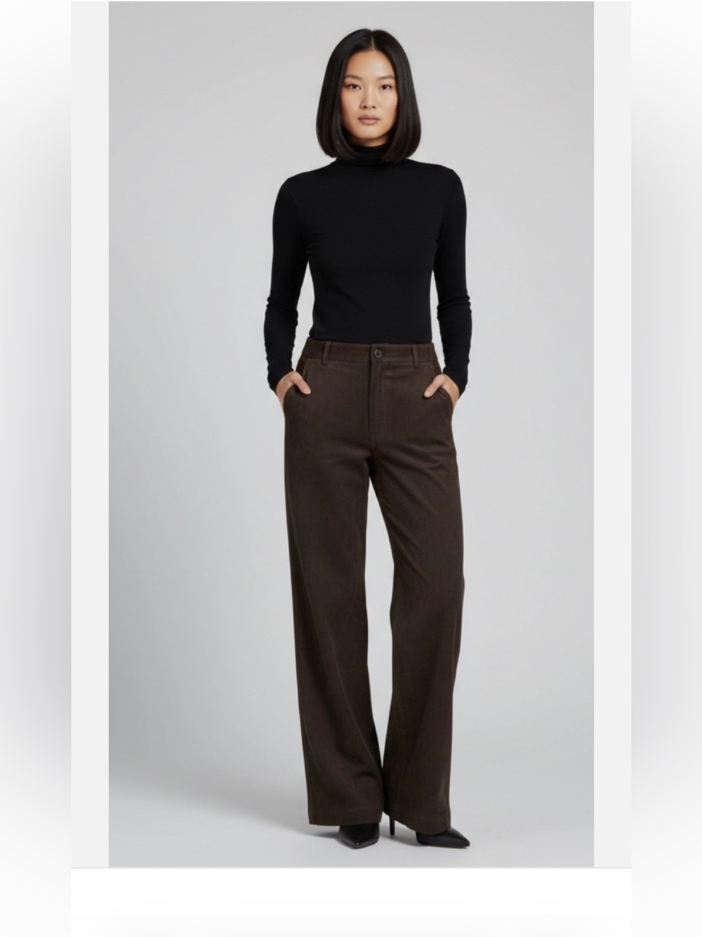 Anthropologie Maeve Colette Wide Leg Pant Brown Corduroy Full Length Size 33T